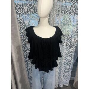 Free People Ruffle‎ Black Shirt Size Small